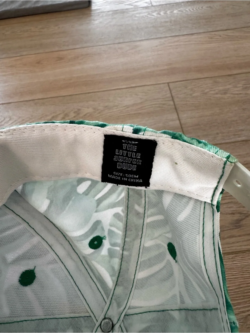 The Little Surfer Dude Kids Palm Print Hat in Green and Tan
